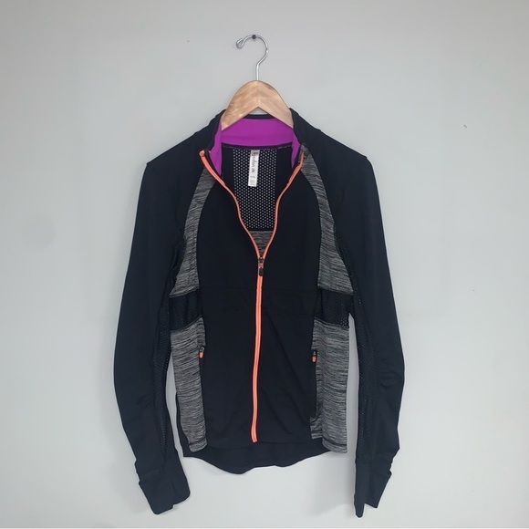 Kyodan Workout Jacket Women's Size Medium Black Peach Full Zip Mesh Lightweight - Picture 3 of 9